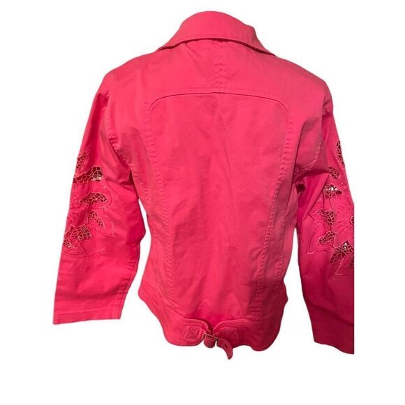 Great Cavalier by St Paul Women's Pink Button-Front Jacket L Cutwork Sleeves - Picture 7 of 12